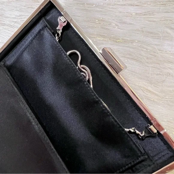 MICHE Black animal Print Faux Leather Silver tone Evening Clutch Bag NWOT - Picture 6 of 15